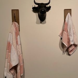 Pink Color Block Bath Towels